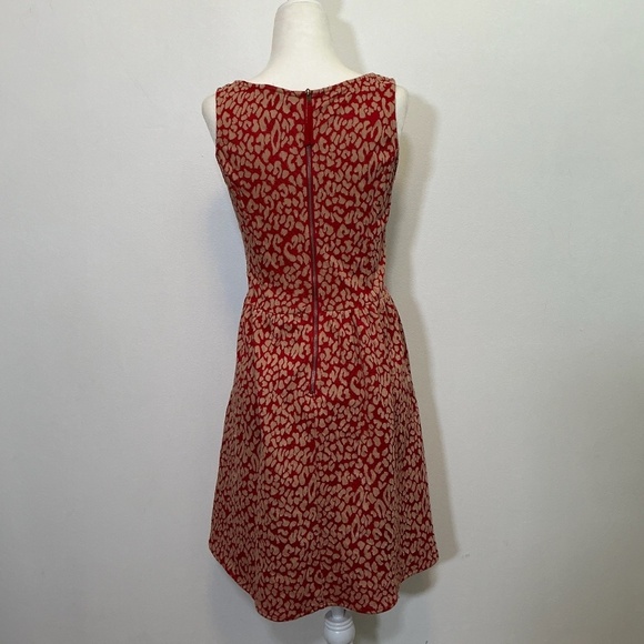 Maeve Anthropologie Red Textured Jacquard Fit & Flare Dress Size XS - Picture 6 of 11